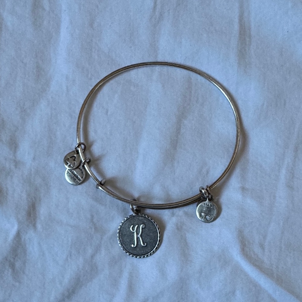 Alex and Ani Silver K Initial Charm Bracelet